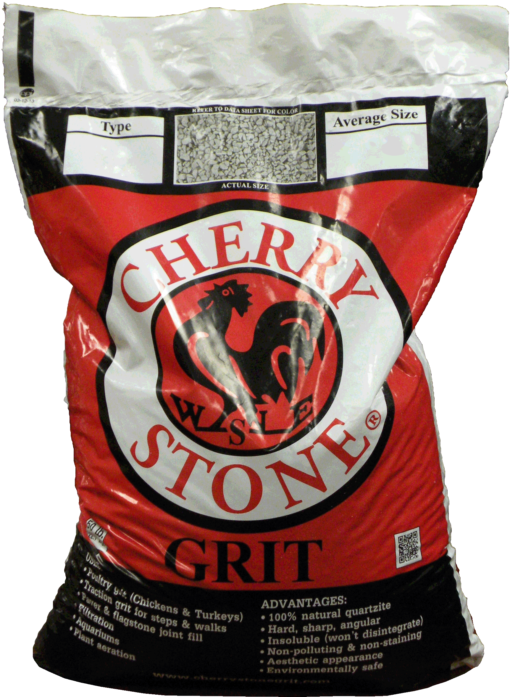 CHERRY STONE TRACTION GRIT
#2 50# 56 PALLET 3/16&quot;