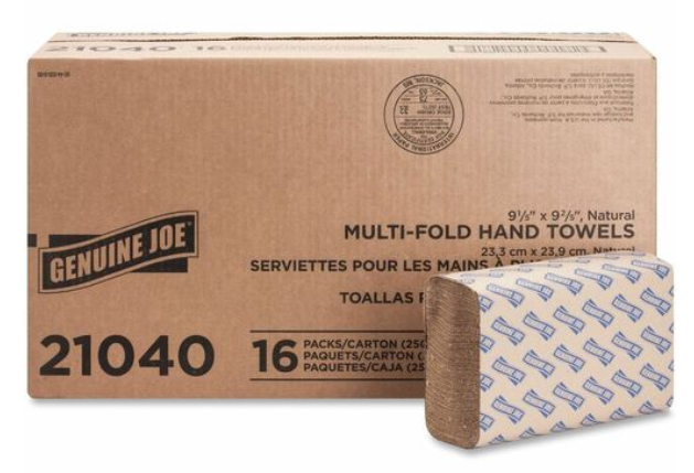 Towel Multi fold 250EA/PK     16PK/CT Natural MF Genuine Joe