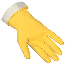 YELLOW FLOCKED LINED 12MIL  LATEX RUBBER GLOVES LARGE 