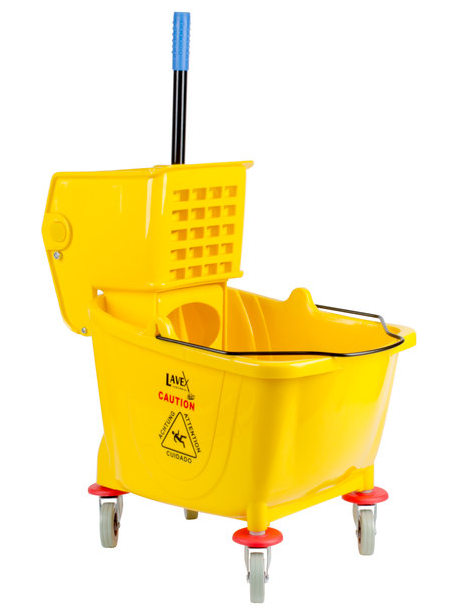 Mop Bucket and Side Press  Wringer Combo, 35 qt, Yellow