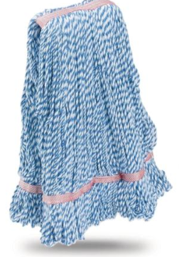Large Rayon Looped-End Wet  Mop, Blue/White, 6/cs