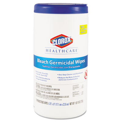 Clorox Healthcare Bleach Germicidal Wipes, 1Ply, 