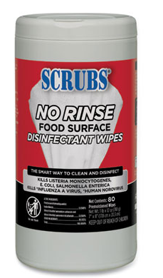 No Rinse Food Surface  Disinfectant Wipes, 1Ply,  