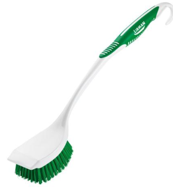 LIBMAN BRUSH, GRN, LONG HANDLE SCRUB W HOOK